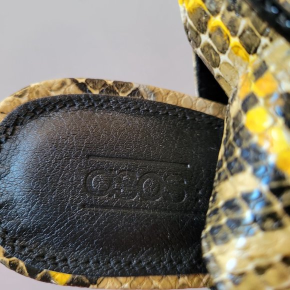 ASOS  Lace lace up high heeled shoe in yellow snake - Picture 6 of 7